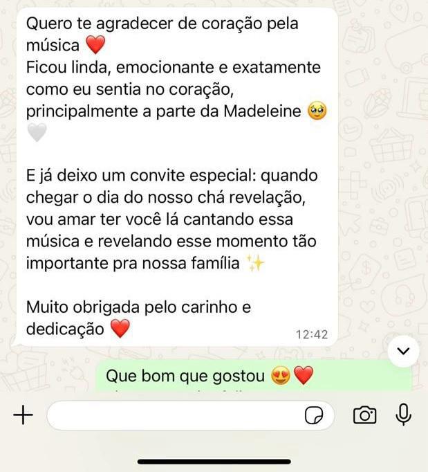 Feedback de cliente sobre música de chá revelação